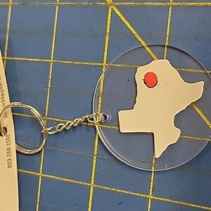 Texas 4" Acrylic Round Silver Tone Keychain